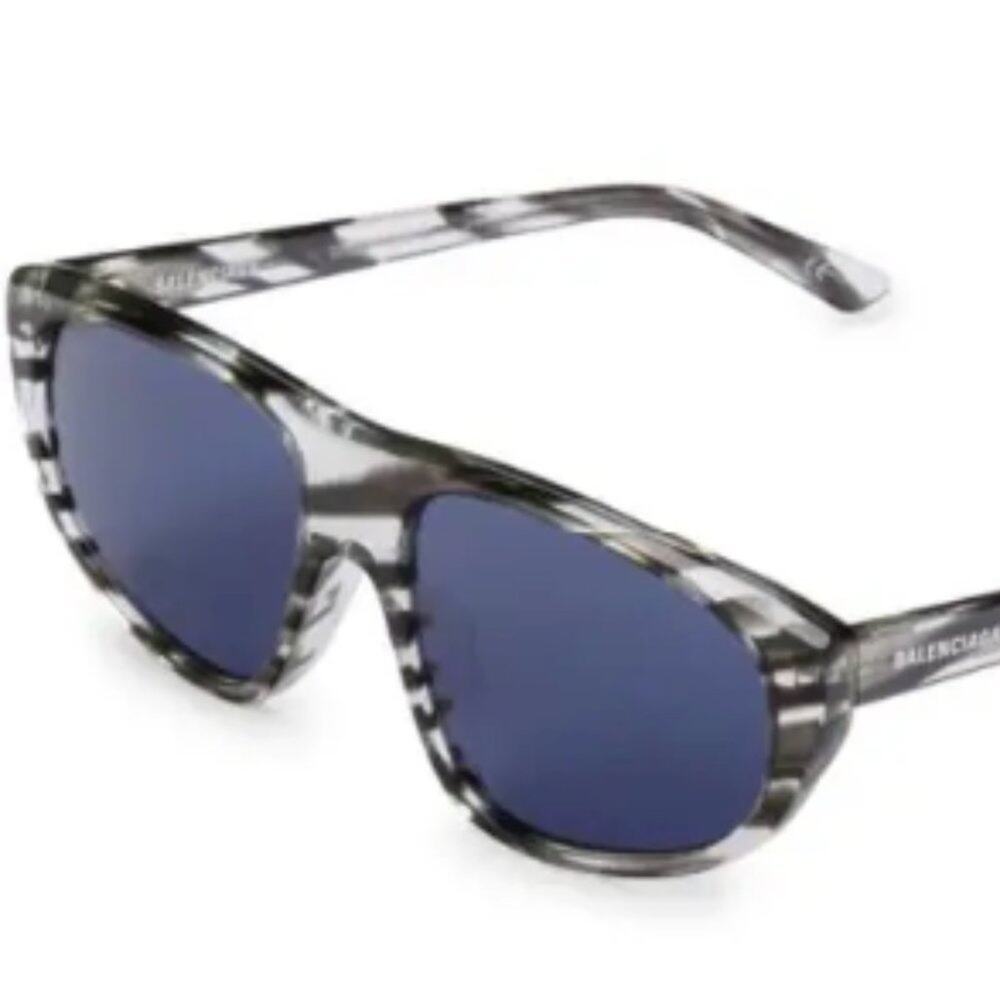 Balenciaga 60mmRectangle Sunglasses zebra with blue lense - Picture 2 of 12